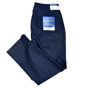Haggar Premium Performance Dress Pants Mens Size 44x30 Black Straight Fit NWT